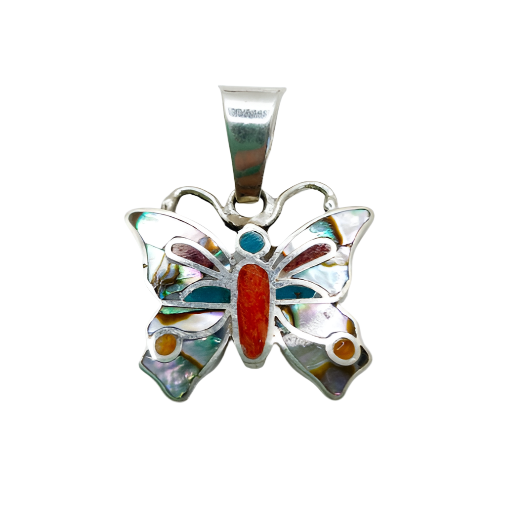 Silver shell butterfly pendant