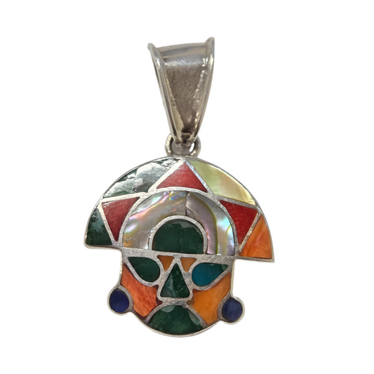 Tumi Pendant - Multicolour Stone and Shell in 950 Silver